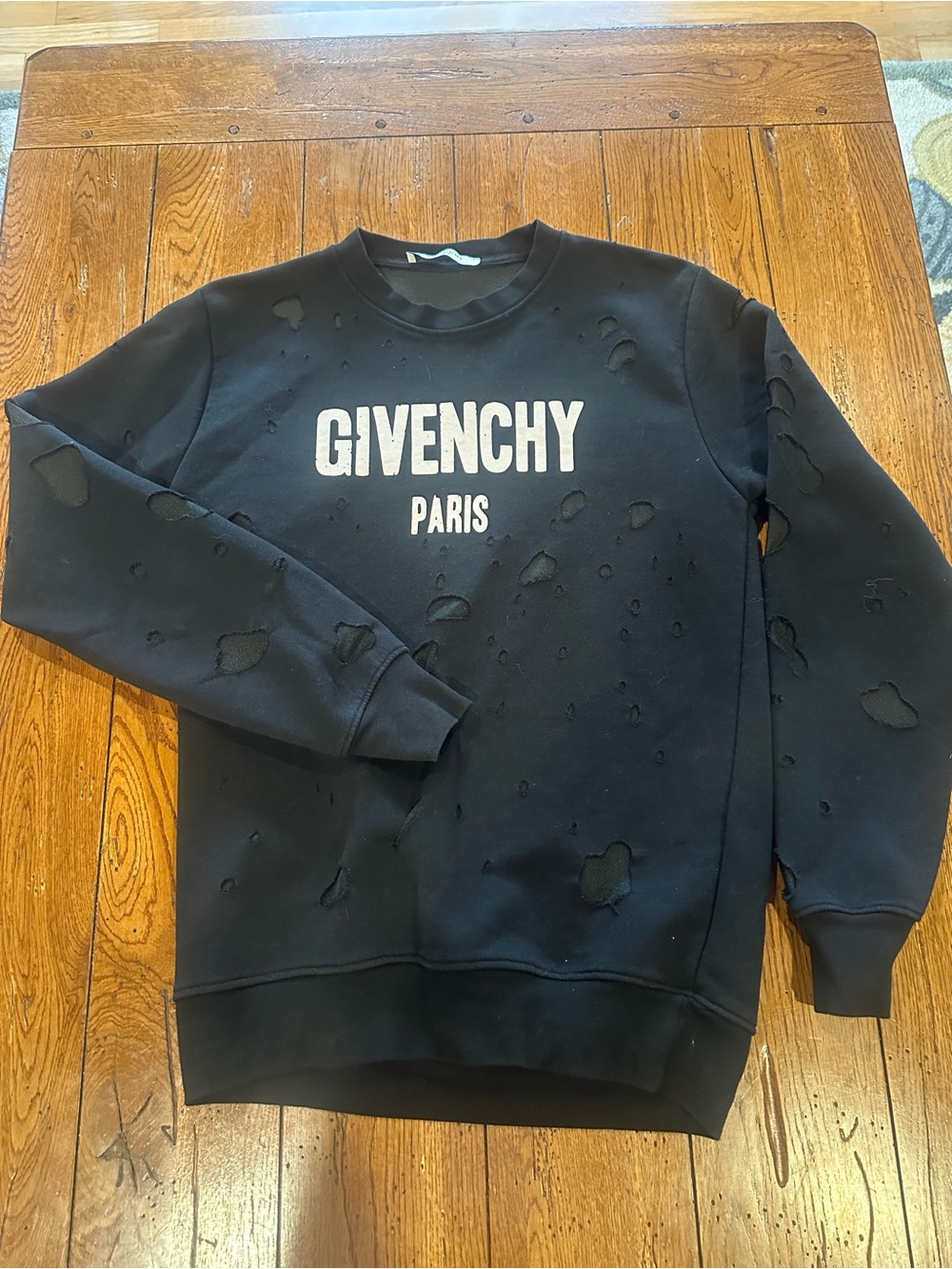 Givenchy Paris Destroyed Distressed Logo Sweatshirt Black Men’s Medium